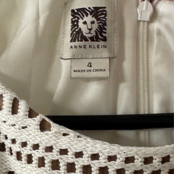 NWT Anne Klein White and Tan Geometric Lace Midi Dress - Picture 2 of 5